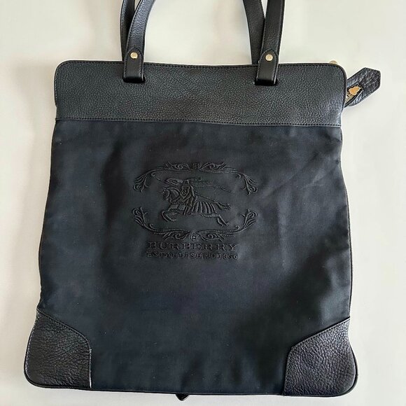Black Canvas Leather Logo BSX Stowell Travel Tote Bag - Picture 1 of 16